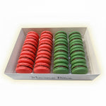 French Macarons Holiday Cookies Assortment Gift Box – Red Velvet & Mint Chocolate - 24 Count